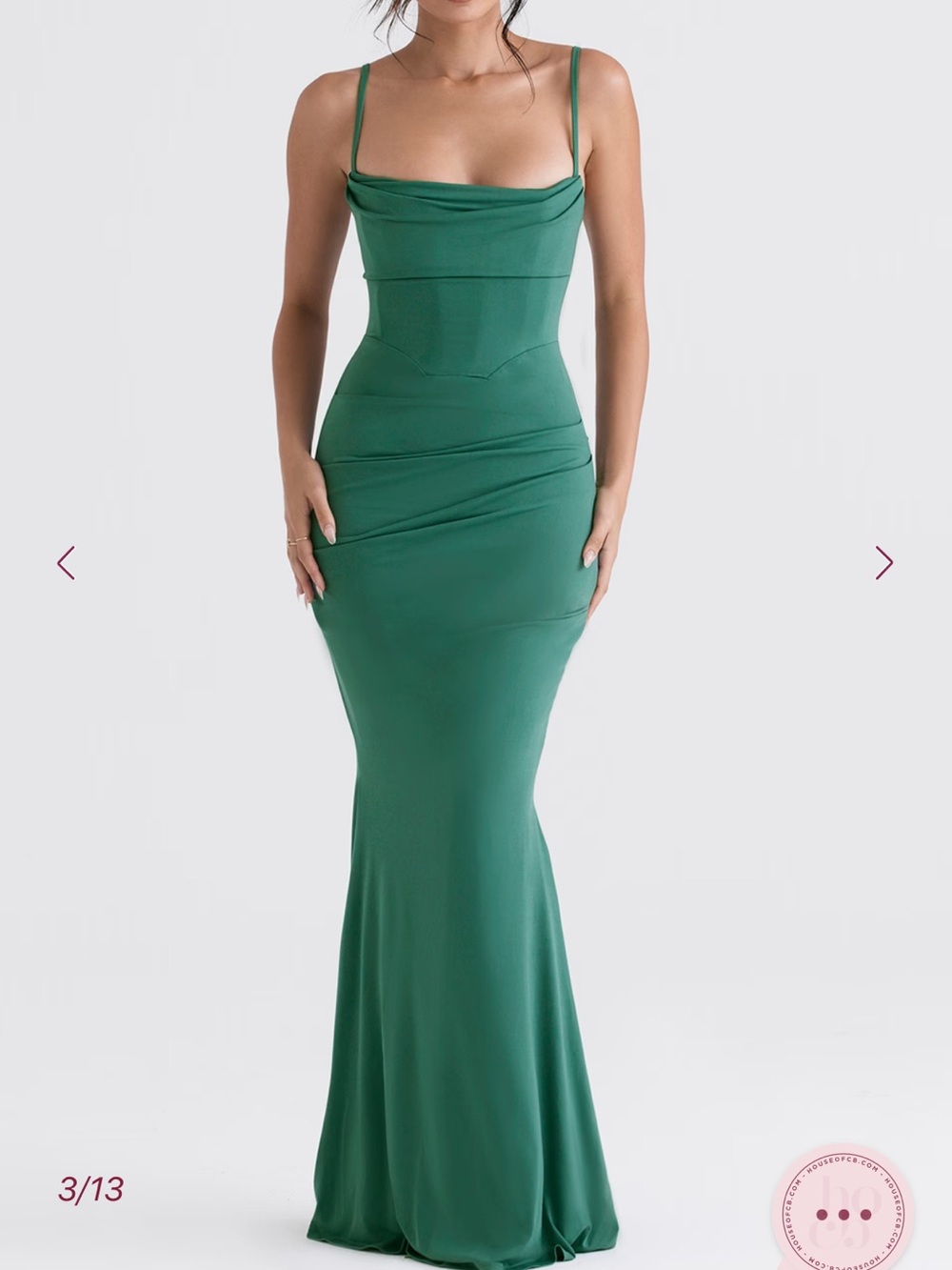 House of CB Emerald Green Strappy Maxi Dress "Milena"